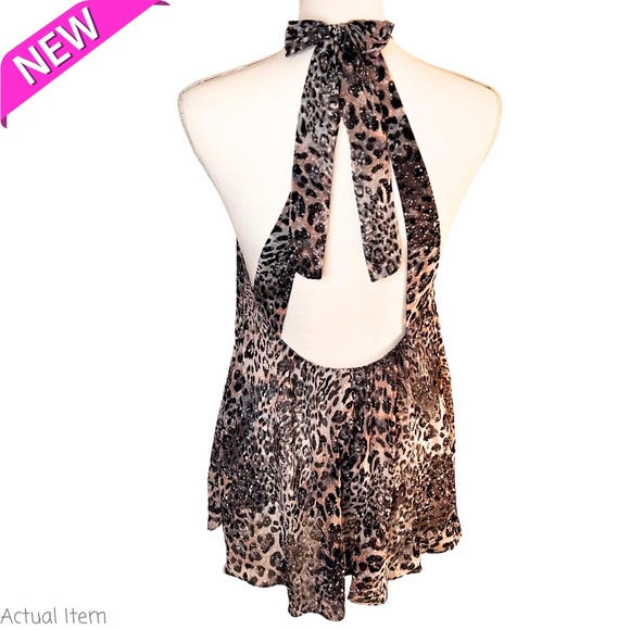 🆕 NWT Victoria’s Secret Leopard Babydoll Bow Back Chiffon Half Slip Size Small - Picture 4 of 5